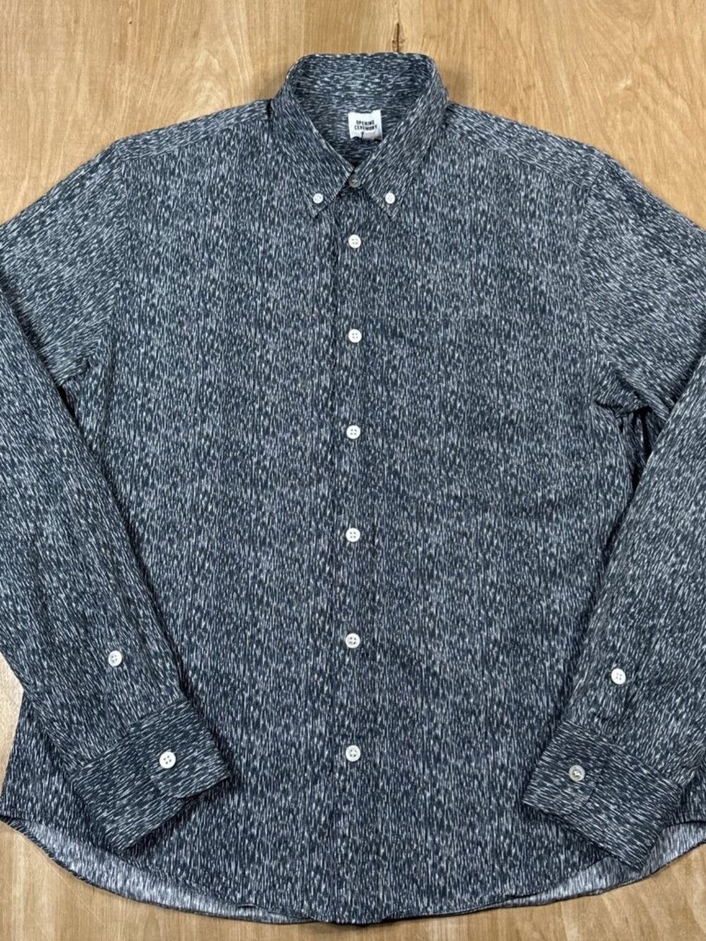 Opening Ceremony Mens Long Sleeve Button Down Shirt Multi Black Pattern S Large